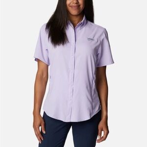 Columbia Lavender Purple Short Sleeve Outdoor Lightweight Button Down Shirt XL